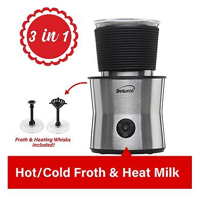 Brentwood 15 Ounce Cordless Electric Milk Frother, Warmer, and Hot Chocolate Maker in Stainless Steel