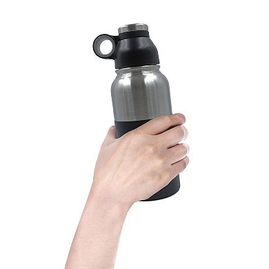 Brentwood GeoJug 40oz Stainless Steel Vacuum Insulated Water Bottle, Black