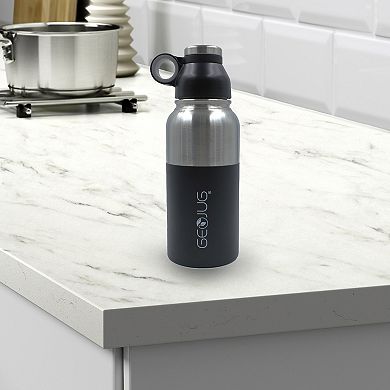 Brentwood GeoJug 40oz Stainless Steel Vacuum Insulated Water Bottle, Black