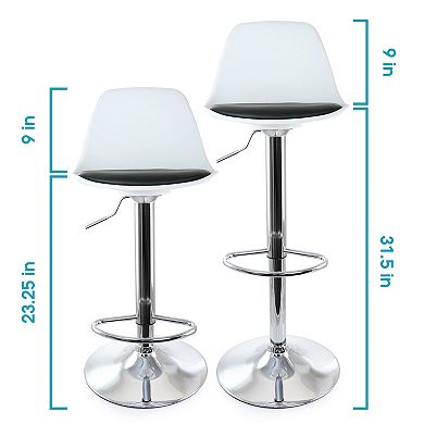 Elama 2 Piece Adjustable Bar Stool in Black and White with Chrome Base