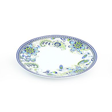 Elama Blue Fiesta 16 Piece Round Porcelain Dinnerware Set