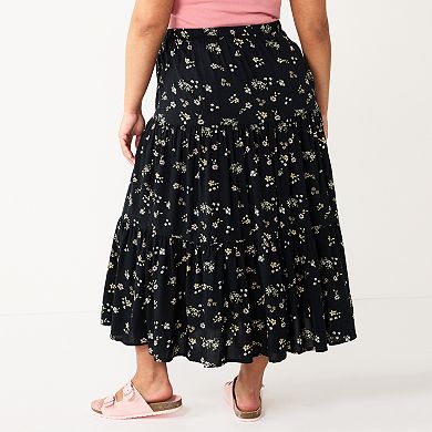 Juniors' Plus Size SO® Tiered Midi Skirt