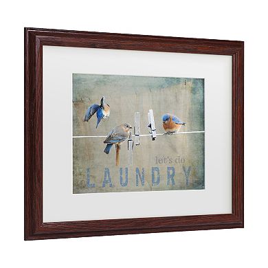 Laundry Day Bluebirds Framed Wall Art