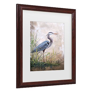 Trademark Fine Art Jean Plout "Heron In The Reeds" Matted Framed Wall Art