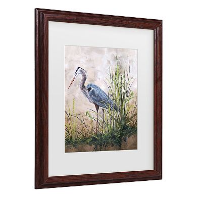 Trademark Fine Art Jean Plout "In The Reeds Blue Heron" Matted Framed Wall Art