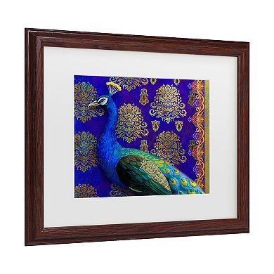 Trademark Fine Art Maria Rytova "Indian Peacock" Matted Framed Wall Art