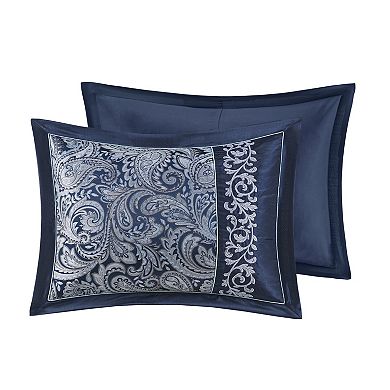 Madison Park Elaine 7-Piece Embroidered Jacquard Comforter Set with Pillows