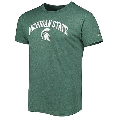 Men's League Collegiate Wear Heather Green Michigan State Spartans 1965 Arch Victory Falls Tri-Blend T-Shirt