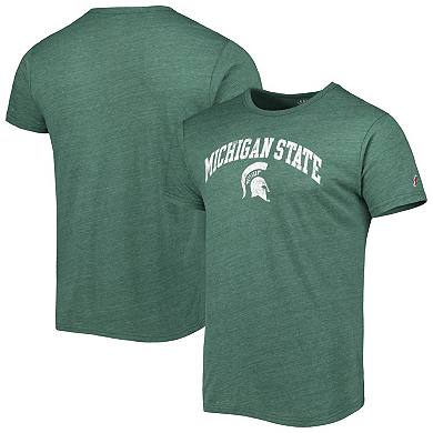 Men's League Collegiate Wear Heather Green Michigan State Spartans 1965 Arch Victory Falls Tri-Blend T-Shirt