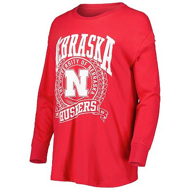 Women's Pressbox Scarlet Nebraska Huskers Big Country Laurels Long Sleeve T-Shirt