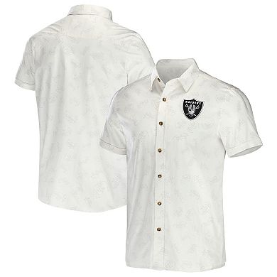 Men's NFL x Darius Rucker Collection by Fanatics White Las Vegas Raiders Woven Button-Up T-Shirt