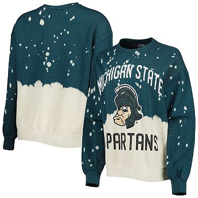 Women's Gameday Couture Green Michigan State Spartans Twice As Nice Faded Dip-Dye Pullover Long Sleeve Top