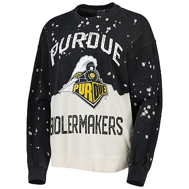 Women's Gameday Couture Black Purdue Boilermakers Twice As Nice Faded Dip-Dye Pullover Long Sleeve Top