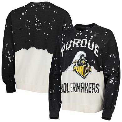 Women's Gameday Couture Black Purdue Boilermakers Twice As Nice Faded Dip-Dye Pullover Long Sleeve Top