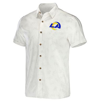 Men's NFL x Darius Rucker Collection by Fanatics White Los Angeles Rams Woven Button-Up T-Shirt