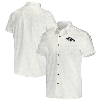 Men's NFL x Darius Rucker Collection by Fanatics White Baltimore Ravens Woven Button-Up T-Shirt