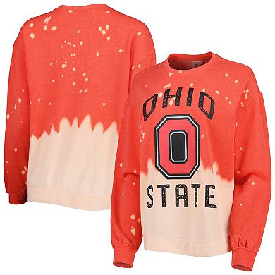 Women's Gameday Couture Scarlet Ohio State Buckeyes Twice As Nice Faded Dip-Dye Pullover Long Sleeve Top