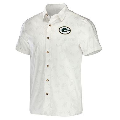 Men's NFL x Darius Rucker Collection by Fanatics White Green Bay Packers Woven Button-Up T-Shirt