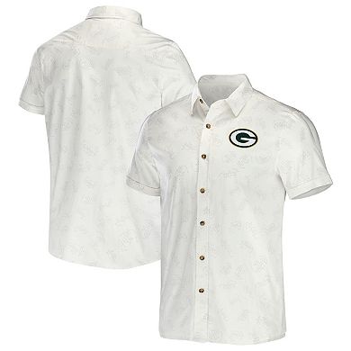 Men's NFL x Darius Rucker Collection by Fanatics White Green Bay Packers Woven Button-Up T-Shirt