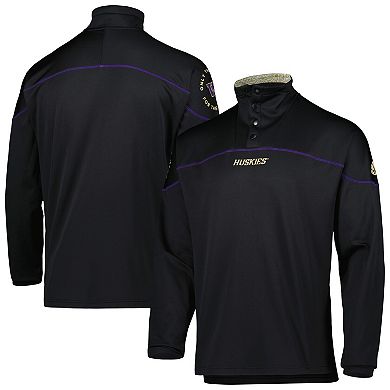 Men's adidas Black Washington Huskies AEROREADY Knit Quarter-Snap Jacket