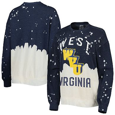 Women's Gameday Couture Navy West Virginia Mountaineers Twice As Nice Faded Dip-Dye Pullover Long Sleeve Top