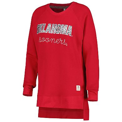 Women's Pressbox Crimson Oklahoma Sooners Steamboat Animal Print Raglan Pullover Sweatshirt