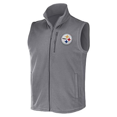 Men's NFL x Darius Rucker Collection by Fanatics Gray Pittsburgh Steelers Polar Fleece Full-Zip Vest