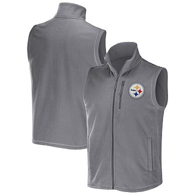 Men's NFL x Darius Rucker Collection by Fanatics Gray Pittsburgh Steelers Polar Fleece Full-Zip Vest