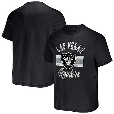 Men's NFL x Darius Rucker Collection by Fanatics Black Las Vegas Raiders Stripe T-Shirt