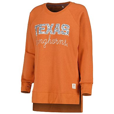 Women's Pressbox Texas Orange Texas Longhorns Steamboat Animal Print Raglan Pullover Sweatshirt