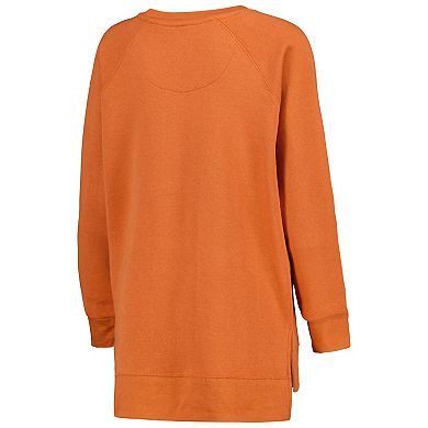 Women's Pressbox Texas Orange Texas Longhorns Steamboat Animal Print Raglan Pullover Sweatshirt