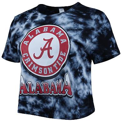 Women's ZooZatz Black Alabama Crimson Tide Cloud-Dye Cropped T-Shirt