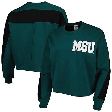 Women's Gameday Couture Green Michigan State Spartans Back To Reality Colorblock Pullover Sweatshirt