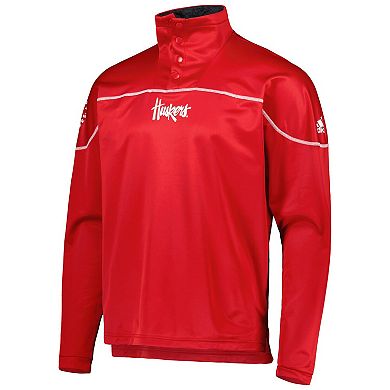 Men's adidas Scarlet Nebraska Huskers AEROREADY Knit Quarter-Snap Jacket
