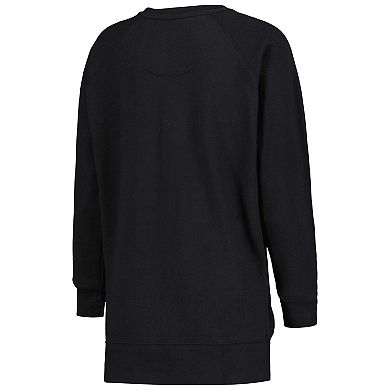 Women's Pressbox Black Iowa Hawkeyes Steamboat Animal Print Raglan Pullover Sweatshirt