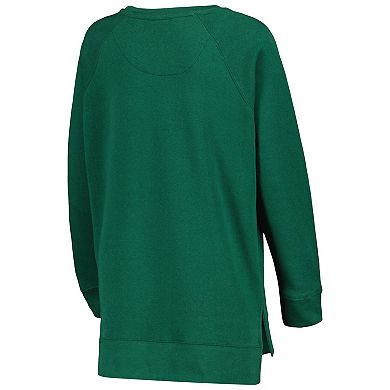 Women's Pressbox Green Oregon Ducks Steamboat Animal Print Raglan Pullover Sweatshirt