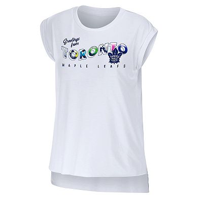 Women's WEAR by Erin Andrews White Toronto Maple Leafs Greetings From Muscle T-Shirt