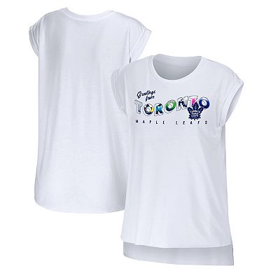 Women's WEAR by Erin Andrews White Toronto Maple Leafs Greetings From Muscle T-Shirt