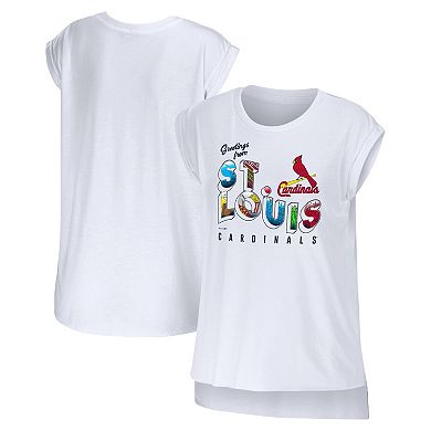 Women's WEAR by Erin Andrews White St. Louis Cardinals Greetings From T-Shirt