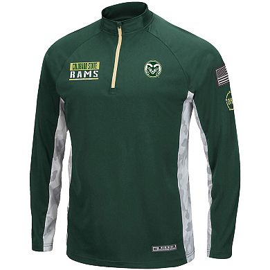 Men's Colosseum Green/Camo Colorado State Rams OHT Military Appreciation Snow Cruise Raglan Quarter-Zip Top