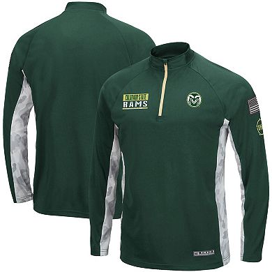 Men's Colosseum Green/Camo Colorado State Rams OHT Military Appreciation Snow Cruise Raglan Quarter-Zip Top