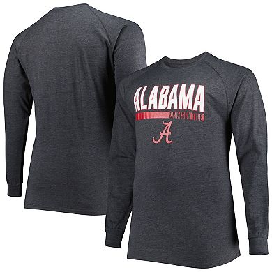 Men's Heather Gray Alabama Crimson Tide Big & Tall Two-Hit Long Sleeve T-Shirt