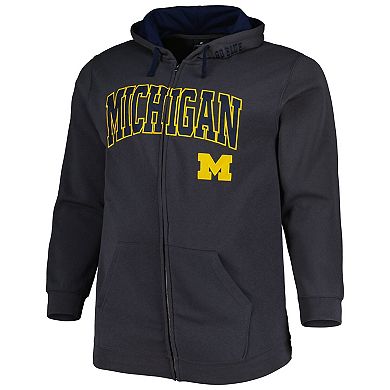 Men's Colosseum Charcoal Michigan Wolverines Big & Tall Team Full-Zip Hoodie