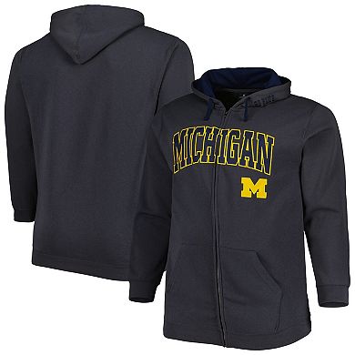 Men's Colosseum Charcoal Michigan Wolverines Big & Tall Team Full-Zip Hoodie