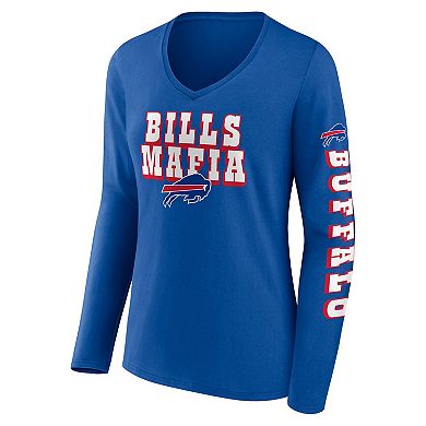 Women's Fanatics Branded Royal Buffalo Bills Hometown Sweep Long Sleeve V-Neck T-Shirt