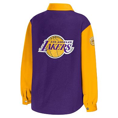 Women's WEAR by Erin Andrews Purple Los Angeles Lakers Colorblock Button-Up Shirt Jacket