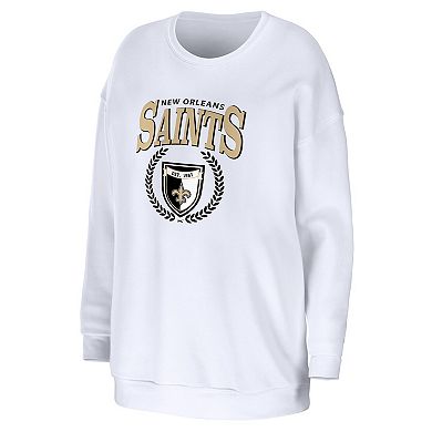 Women's WEAR by Erin Andrews White New Orleans Saints Oversized Pullover Sweatshirt