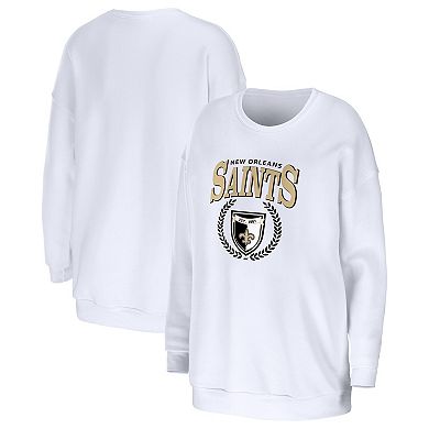 Women's WEAR by Erin Andrews White New Orleans Saints Oversized Pullover Sweatshirt