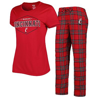 Women's Concepts Sport Red/Black Cincinnati Bearcats Badge T-Shirt & Flannel Pants Sleep Set