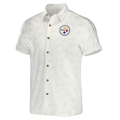 Men's NFL x Darius Rucker Collection by Fanatics White Pittsburgh Steelers Woven Button-Up T-Shirt